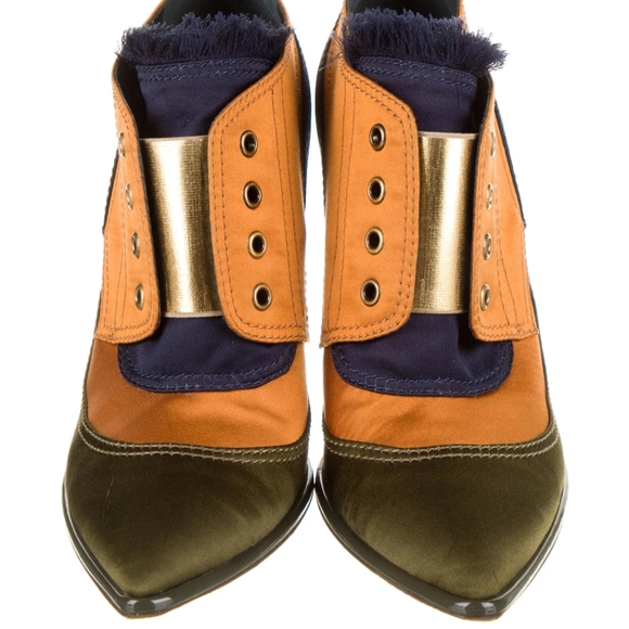 Jimmy Choo Shoes Heels Mitzu 110 Satin Color Block Stiletto Ankle Booties - Picture 3 of 7